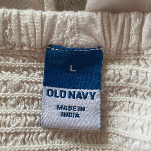 Old Navy Y2K Babydoll Floral Embroidery Top Sz L Boho Peasant Cottagecore Casual - Picture 9 of 10